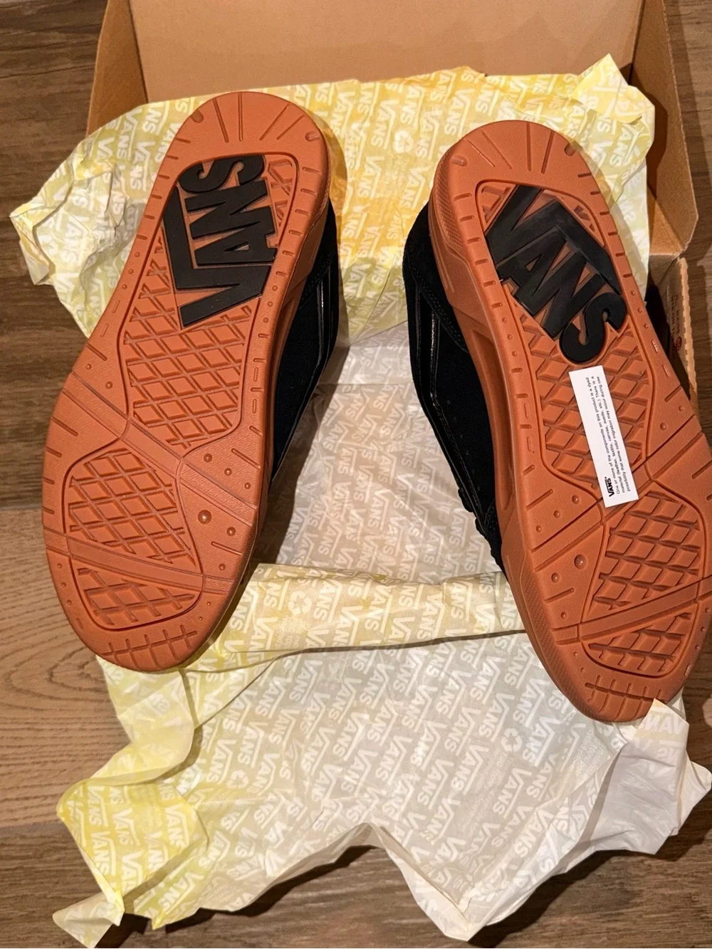Vans Men’s Black Sneakers with Gum-Style Orange Sole